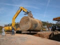 Commercial underground storage tank being removed from service